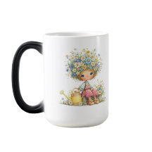 Cute Floral Girl Watercolor Garden Art