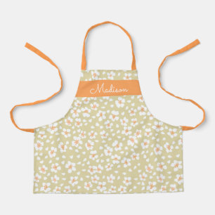 Cute Floral Girls Name Personalized Kids Apron