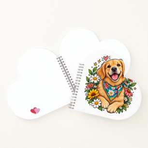 Cute Floral Golden Retriever Digital Design with S Notebook