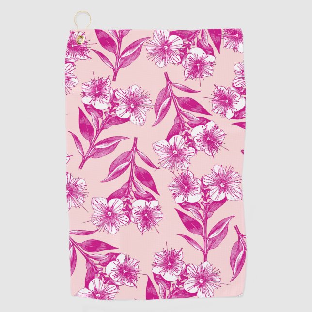 Cute Floral Golf Towel (Front)