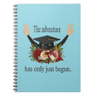 Cute Floral Graduation Cap The Adventure Begins Notebook