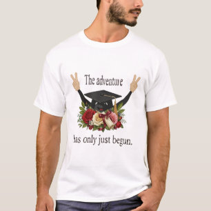 Cute Floral Graduation Cap The Adventure Begins T-Shirt