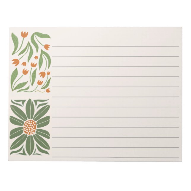 Cute floral Green and pink Modern Notepad (Front)