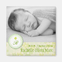 Cute Floral Green Daisies Birth Announcement Photo