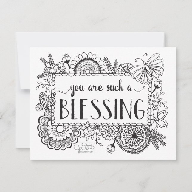 Cute Floral Hand Lettered Black White Appreciation Thank You Card (Front)