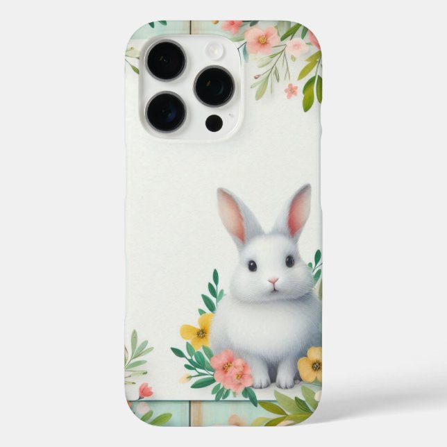 Cute, floral happy Easter bunny Case-Mate iPhone Case (Back)