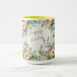 Cute, floral happy Easter bunny Mug