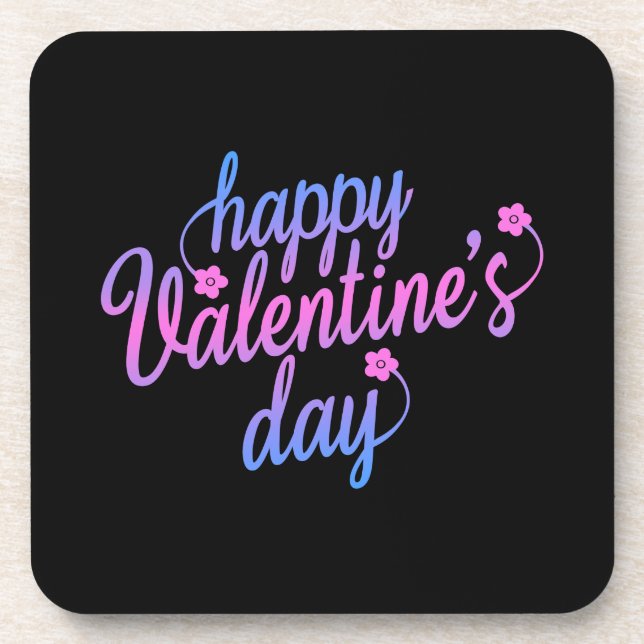 Cute Floral Happy Valentine's Day | Coaster (Front)