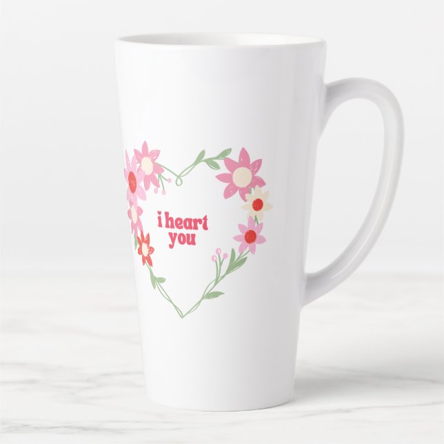 Cute floral heart Valentine's day Latte Mug (Right)