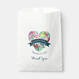 Cute Floral Heart with Tropical Flowers Wedding Favour Bag