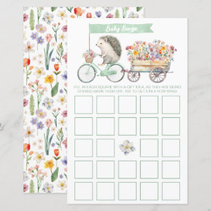 Cute Floral Hedgehog Bingo Baby Shower Game