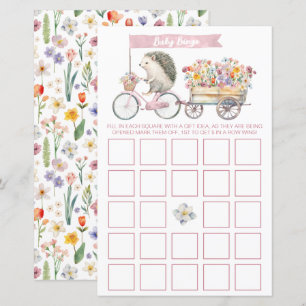 Cute Floral Hedgehog Bingo Baby Shower Game
