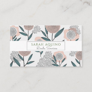 Cute Floral Illustration Doula Business Card
