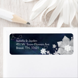 Cute Floral Indigo Wedding Return Address
