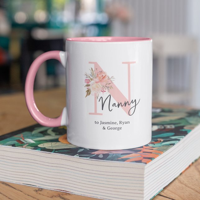 Cute Floral Initial Nanny Mug (Creator Uploaded)