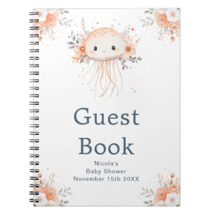 Cute Floral Jellyfish Baby Shower Guest Book