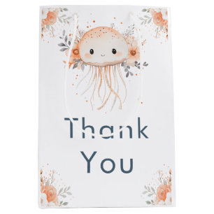 Cute Floral Jellyfish Baby Shower  Medium Gift Bag