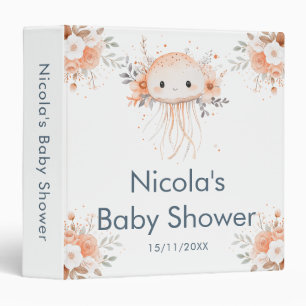 Cute Floral Jellyfish Baby Shower Photo Album Binder