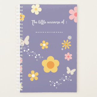 Cute Floral Journal Cover, Pastel Purple Notebook Planner