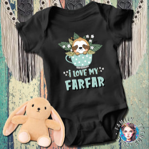 Cute Floral Kawaii Raccoon I Love My Farfar Baby Bodysuit