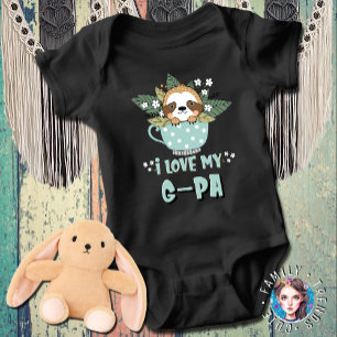 Cute Floral Kawaii Raccoon I Love My G-Pa Baby Bodysuit