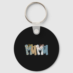 Cute Floral Leopard Coquette Fall Promoted To Mama Keychain