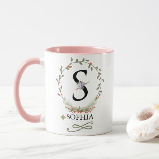 Cute Floral Letter S Monogram Mug