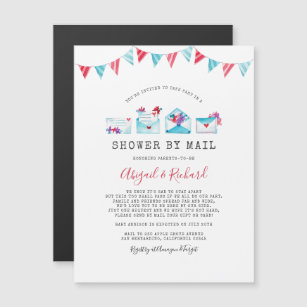 Cute Floral Letters Long Distance Shower By Mail Magnetic Invitation