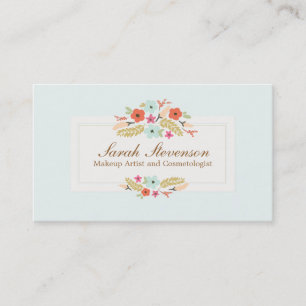 Cute Floral Light Blue Business Card