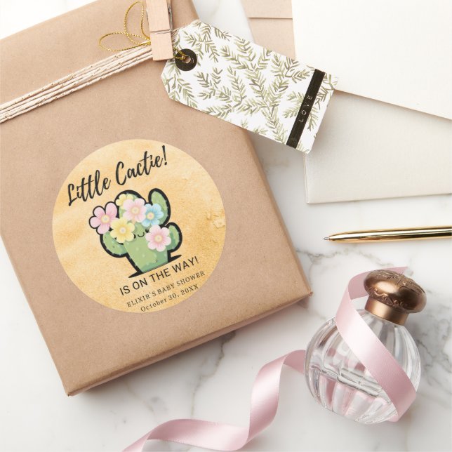 Cute Floral Little Cuctie Kawaii Baby Shower Classic Round Sticker (Gifting)