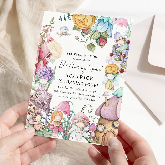 Cute Floral Little Fairies Girl Birthday Invitation (Creator Uploaded)