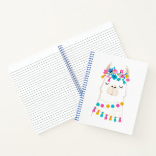 Cute Floral Llama Notebook