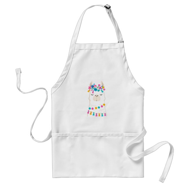 Cute Floral Llama Standard Apron (Front)