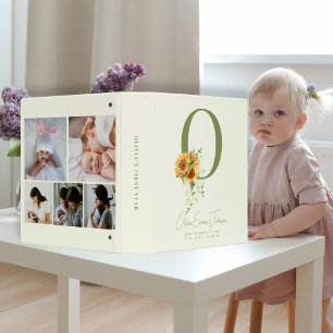 Cute floral monogram newborn baby book album binder