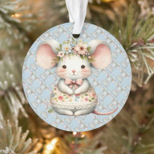 Cute Floral Mouse Dress Flower Crown Ornament
