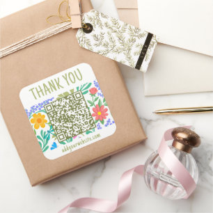     Cute Floral Nature Thank You For Your Purchase Square Sticker