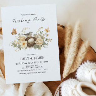 Cute Floral Nesting Party Baby Shower Invitation