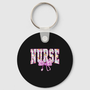 Cute Floral Nk Nurse Coquette Bow Stethoscope Nurs Keychain