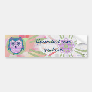 Cute Floral Owl Bumper Sticker