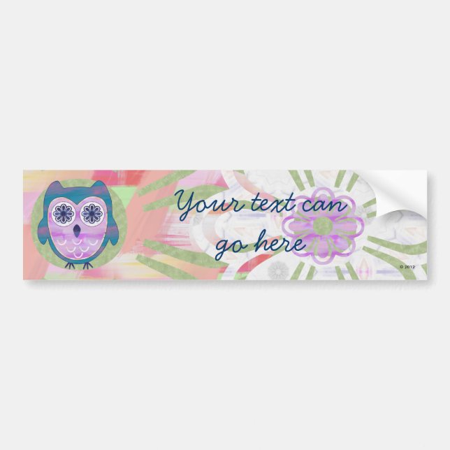 Cute Floral Owl Bumper Sticker (Front)