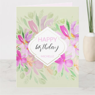 Cute Floral Pastel Watercolor Art Card