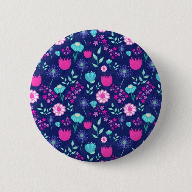 Cute floral pattern background 2 inch round button (Front)