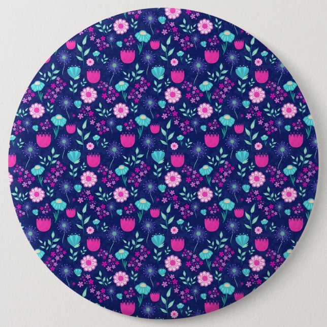Cute floral pattern background 6 inch round button (Front)