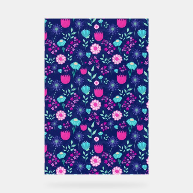 Cute floral pattern background acrylic sign (Front)