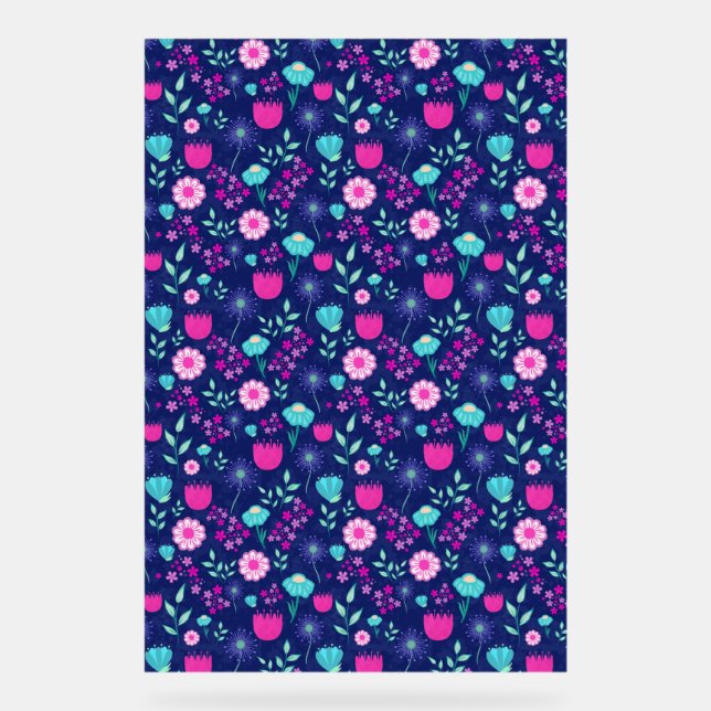 Cute floral pattern background acrylic sign (Front)