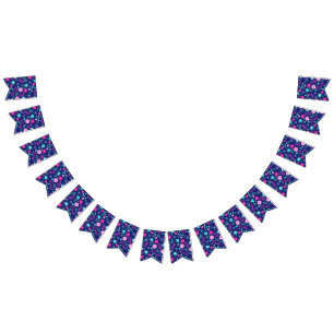 Cute floral pattern background bunting flags