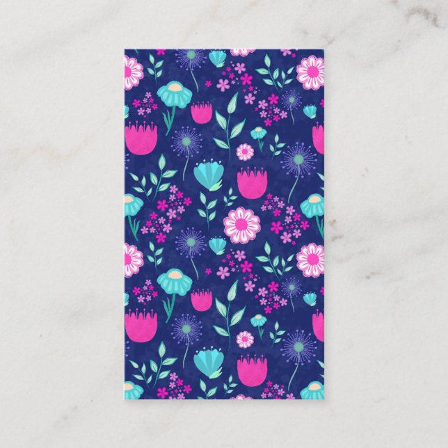 Cute floral pattern background business card (Front)