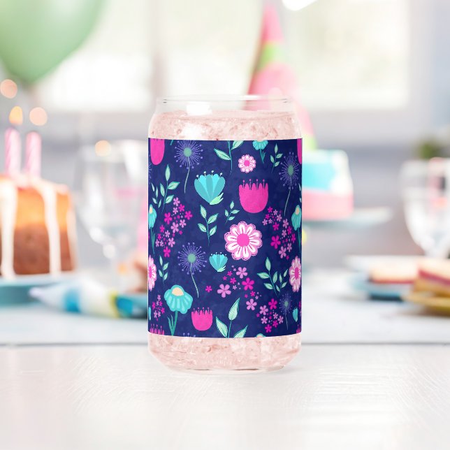 Cute floral pattern background can glass (Insitu (Birthday))