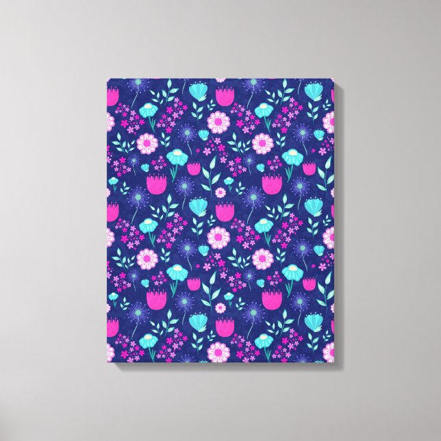 Cute floral pattern background canvas print (Front)