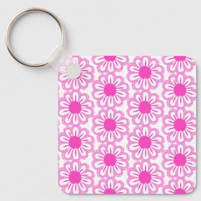 Cute floral pattern background keychain (Front)